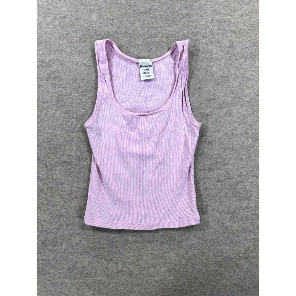 No Boundaries Cropped Tank Top Women M(8-10) Pink Ribbed Cotton Stretch Casual